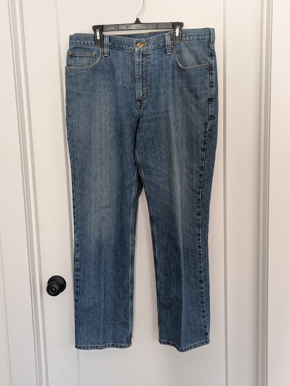 Carhartt Mens Denim Jeans Pants 38×32 Relaxed Fit Flat Front Workwear
